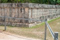 Mayan structure adorned with engraved skulls, in the archaeological area of Chichen Itza