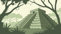 Mayan Temple Pyramid in Dense Tropical Forest Vector, vector design Generative AI Royalty Free Stock Photo
