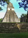 Maya temples of gran plaza or plaza mayor at tikal national park Royalty Free Stock Photo