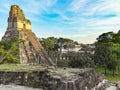 Maya temples of gran plaza or plaza mayor at tikal national park Royalty Free Stock Photo