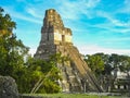 Mayan temples of gran plaza or plaza mayor at tikal national par Royalty Free Stock Photo