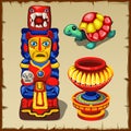 Mayan totem, the turtle and decorative vase