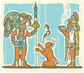 Mayan Warrior, Captive and Priest Royalty Free Stock Photo