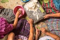 Mayan women preparing food called tamales in Guatemala