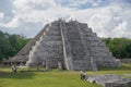 Mayapan, Mexico: Tourists visit the Mayan Temple of Kukulcan in Mayapan