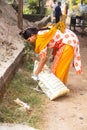 Mayapur, West Bengal, India - Dec 14, 2019. volunteers collecting garbage in India. international Ecology group.