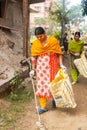 Mayapur, West Bengal, India - Dec 14, 2019. volunteers collecting garbage in India. international Ecology group.