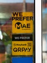 Maybank's "MAE" And "QRPAY" Stickers On Glass Door