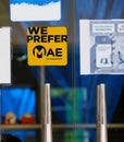 Maybank's "We Prefer MAE" Sticker On Glass Door 