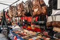 Mayen, Germany 14.10.2018 clothing and souvenir shops street merchant at the folk festival Lukasmarkt in Mayen
