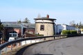 Mayen, Germany - 02 13 2022: Lockhallen Mayne and old railroad tower