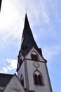 Mayen, Germany - 05 12 2022: St. Clemens church, twisted medieval tower