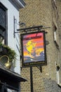 Mayflower pub sign. Rotherhithe, London. UK