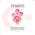 19 mayis AtaturkÃ¢â¬â¢u anma, genclik ve spor bayrami. 19 May, Commemoration of Ataturk, Youth and Sports Day Turkey celebration Royalty Free Stock Photo