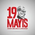 19 mayis AtaturkÃ¢â¬â¢u anma, genclik ve spor bayrami vector