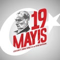 19 mayis vector illustration. 19 May, Commemoration of Ataturk, Youth and Sports Day Turk Royalty Free Stock Photo