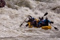 Maykop Republic of Adygea, Russian Federation, 05.01.2017; Rafting, brave and courageous people conquer water obstacles on a mount