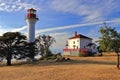 Mayne Island with Georgina Point Lighthouse in Evening Light, Gulf Islands National Park, British Columbia Royalty Free Stock Photo