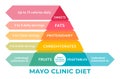 Mayo Clinic Healthy Weight pyramid chart. Healthy eating, healthcare, dieting concept, unlimited amounts of vegetables and fruits