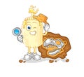 Mayonnaise archaeologists with fossils mascot. cartoon vector