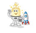 Mayonnaise astronaut waving character. cartoon mascot vector