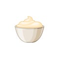 Mayonnaise bowl on a white isolated background. icon. Sauce. Vector cartoon illustration. Royalty Free Stock Photo