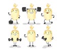 Mayonnaise exercise set character. cartoon mascot vector