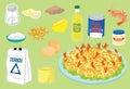 Mayonnaise Fried Prawn Ingredients Vector Illustration