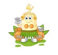 Mayonnaise hawaiian waving character. cartoon mascot vector