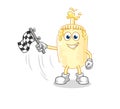 Mayonnaise hold finish flag. cartoon mascot vector