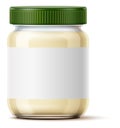 Mayonnaise jar mockup. Realistic sauce in glass with blank label