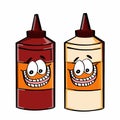 mayonnaise and ketchup cute illustration cartoon drawing coloring Royalty Free Stock Photo