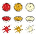 Mayonnaise, ketchup and mustard. A set of sauces. Realistic illustration isolated on white background.