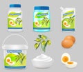 Mayonnaise package mockup set, vector realistic illustration Royalty Free Stock Photo