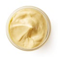 Mayonnaise in round dish on white background Royalty Free Stock Photo