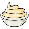 Mayonnaise Sauce Bowl Vector Drawing Illustration