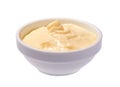 Mayonnaise sauce,Mayonnaise in ceramic bowl isolated on white background Royalty Free Stock Photo