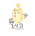 Mayonnaise sick with limping stick. cartoon mascot vector
