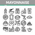 Mayonnaise Spice Sauce Collection Icons Set Vector