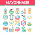 Mayonnaise Spice Sauce Collection Icons Set Vector
