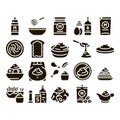 Mayonnaise Spice Sauce Glyph Set Vector