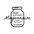 Mayonnaise Typography Sign Thin Line Badge Label. Vector