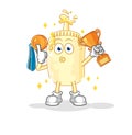 Mayonnaise winner with trophie. cartoon character