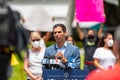 Mayor Francis Suarez giving a speech at Downtown Miami after George Floyd protest riots Royalty Free Stock Photo