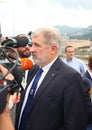 The mayor of Genoa, Marco Bucci, at the commemoration of the victims of the tragedy of the Morandi bridge
