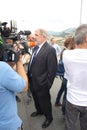 The mayor of Genoa, Marco Bucci, at the commemoration of the victims of the tragedy of the Morandi bridge