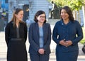 Mayor London Breed with the family of Senator Dianne Feinstein outside City Hall