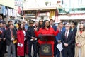 Mayor London Breed providing updates at a Press Conf in Chinatown