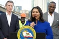Mayor London Breed speaking about the Clean California project in San Francisco, CA