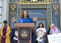 Mayor London Breed speaking at a Press conf in San Francisco, CA